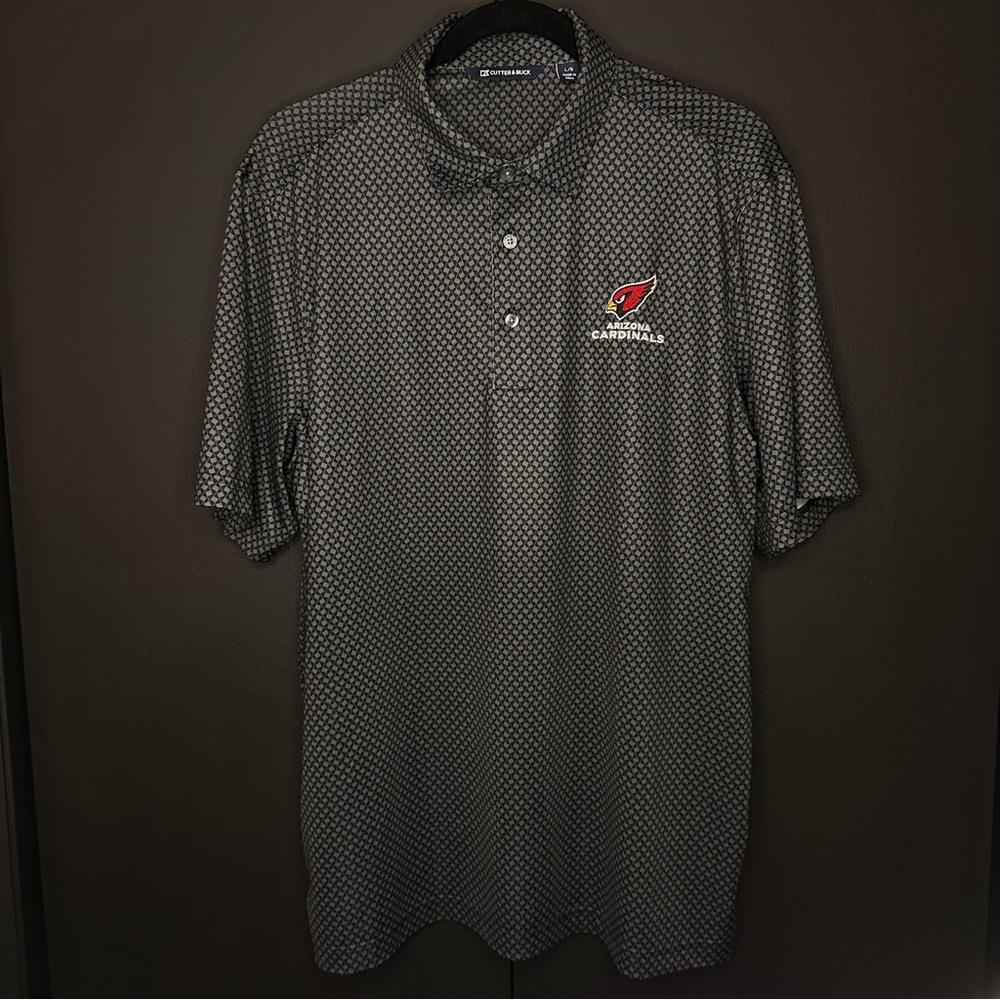 Arizona Cardinals Cutter & Buck Men's Black Checkered Polo Golf Shirt